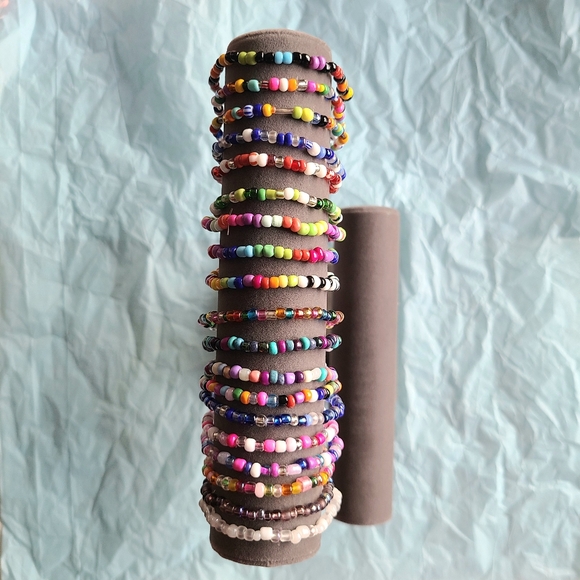 Custom Name Seed Bead Bracelet Set - Picture 9 of 9